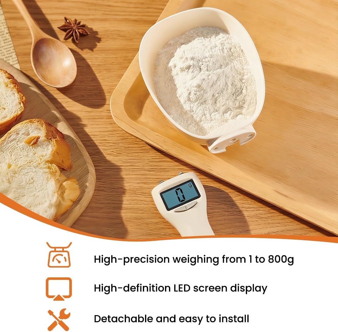 Digital Measuring Spoon Scale, Electronic Food Scoop with Conversion, Kitchen Adjustable Smart Weighing Cup for Home Cat Dog Pet, Cooking Tool Baking Gadgets in Grams with Lcd Screen(#A-1pc)