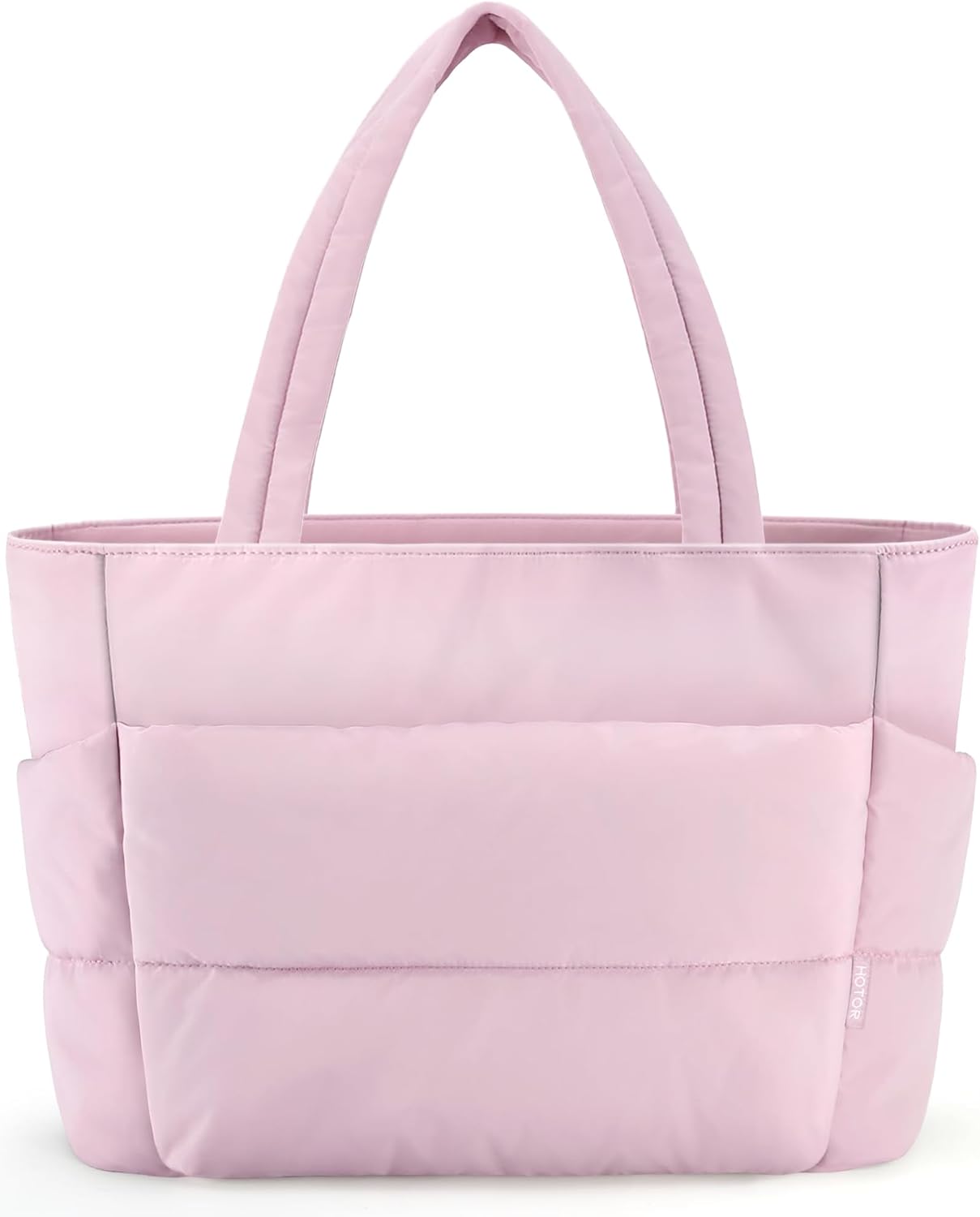 HOTOR Puffer Tote Bag for Women, Nurses - Multi-Pocket Lightweight Bag for Work - Quilted Handbag for Travel and Gym