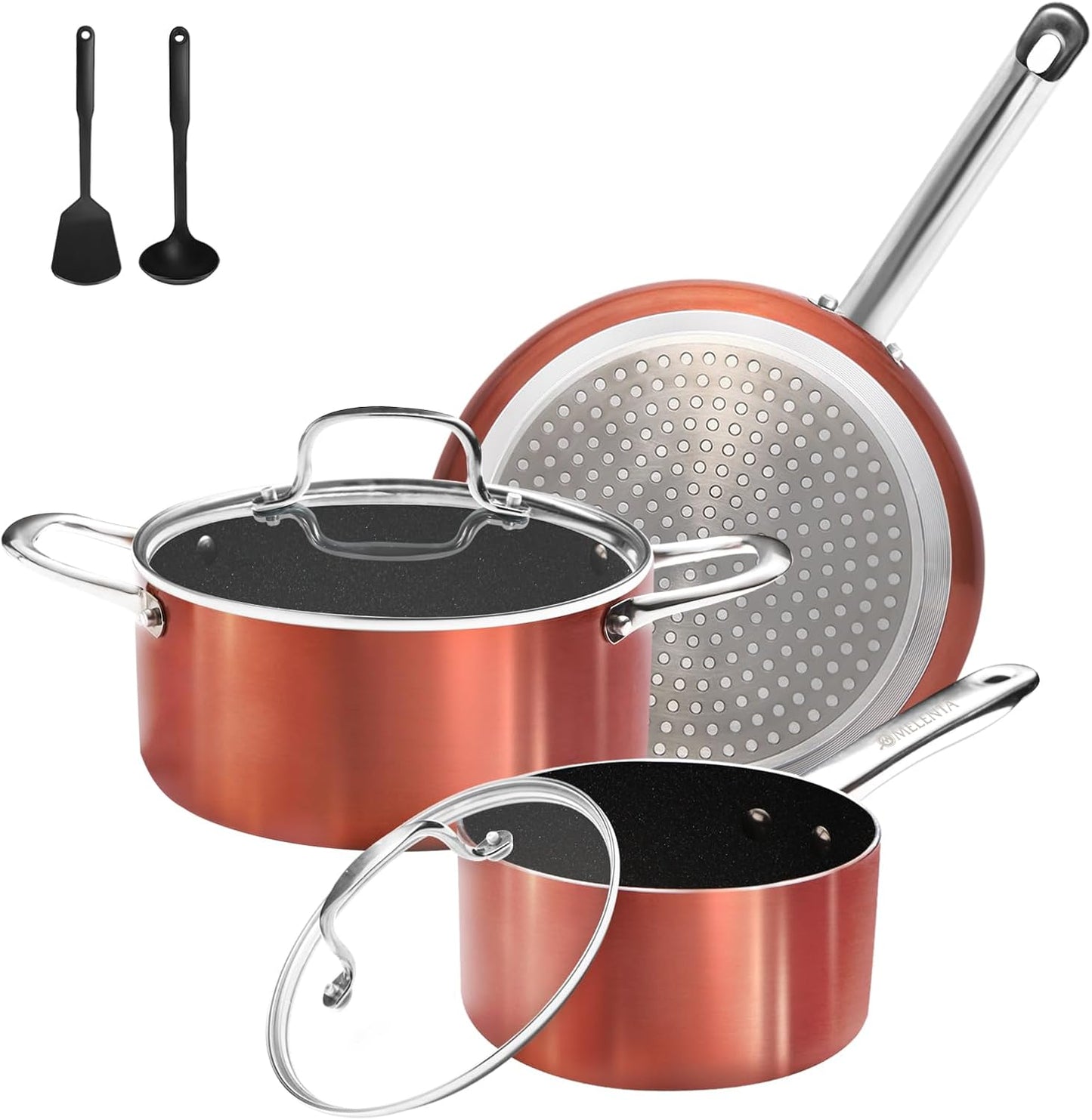 Pots and Pans Set, 7 Piece Nonstick Ceramic Cookware Set, Kitchen Induction Cookware Sets, Pots and Pans Non Stick with Stay Cool Handle, 100% PFOA Free, Turquoise