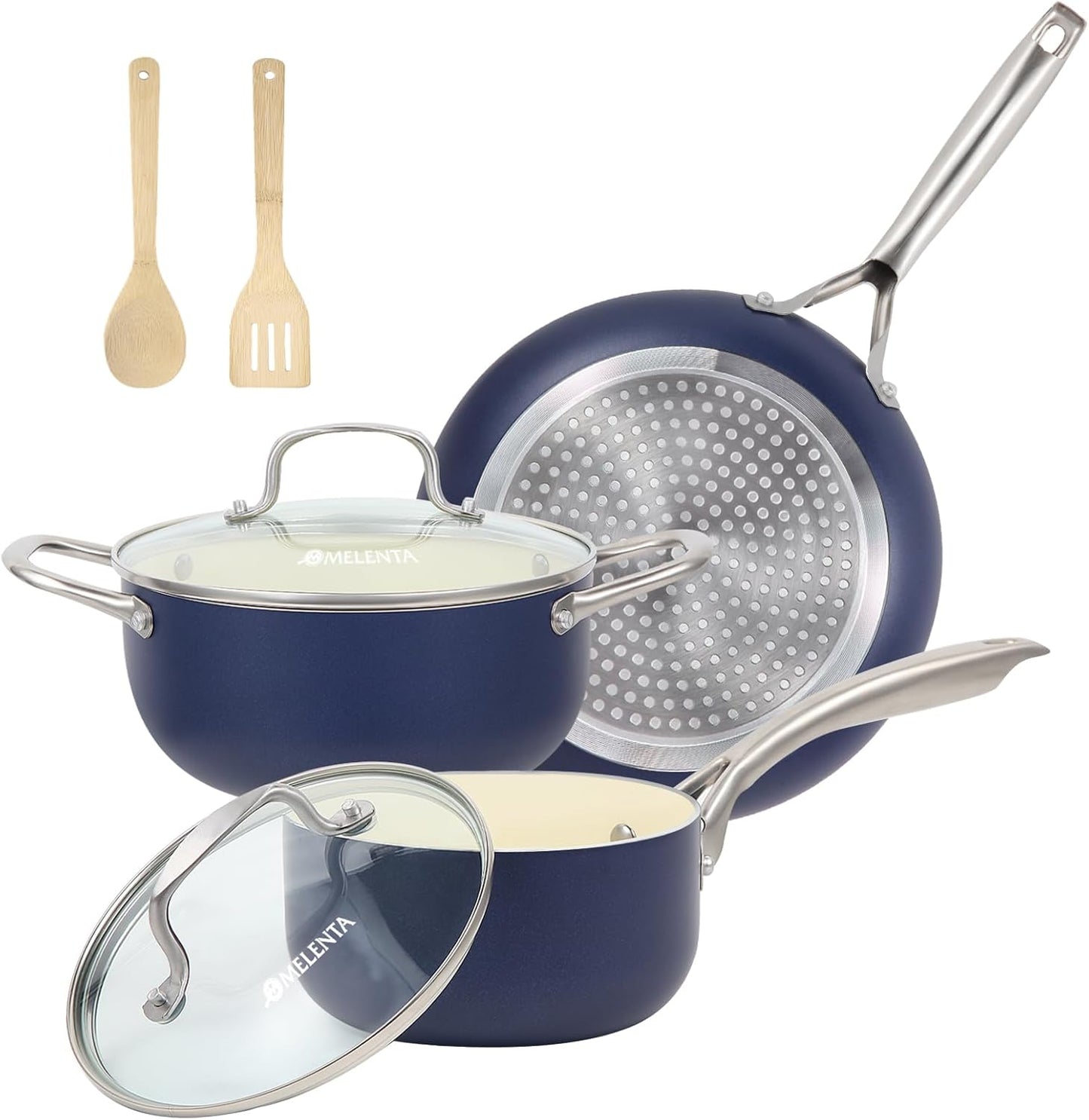 Pots and Pans Set, 7 Piece Nonstick Ceramic Cookware Set, Kitchen Induction Cookware Sets, Pots and Pans Non Stick with Stay Cool Handle, 100% PFOA Free, Turquoise