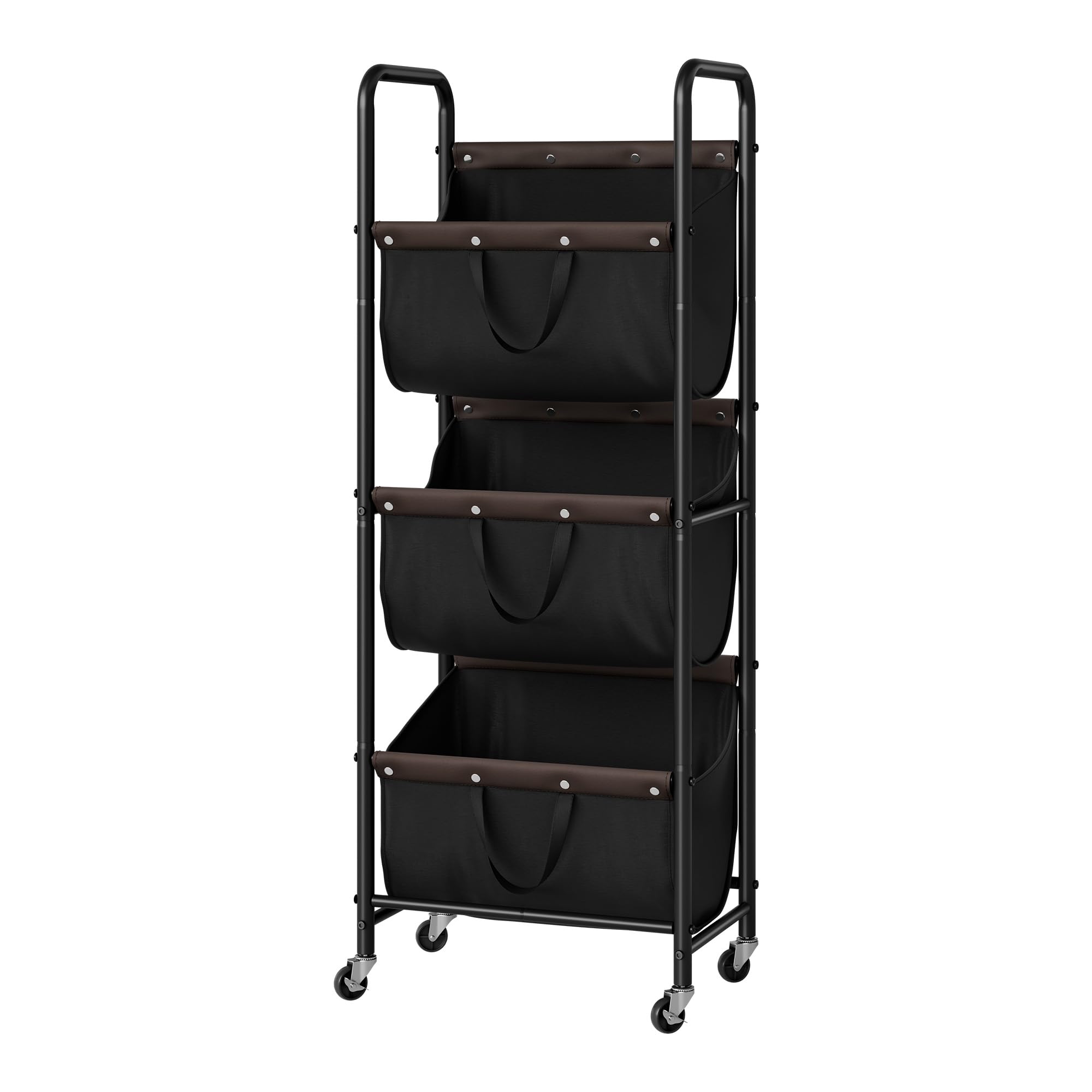 GRANNY SAYS 3 Tier Laundry Sorter, Laundry Basket with Wheels, Laundry Room Organization and Storage, 3 Section Rolling Laundry Cart for Dorm, Bathroom, Bedroom, Closet, Black