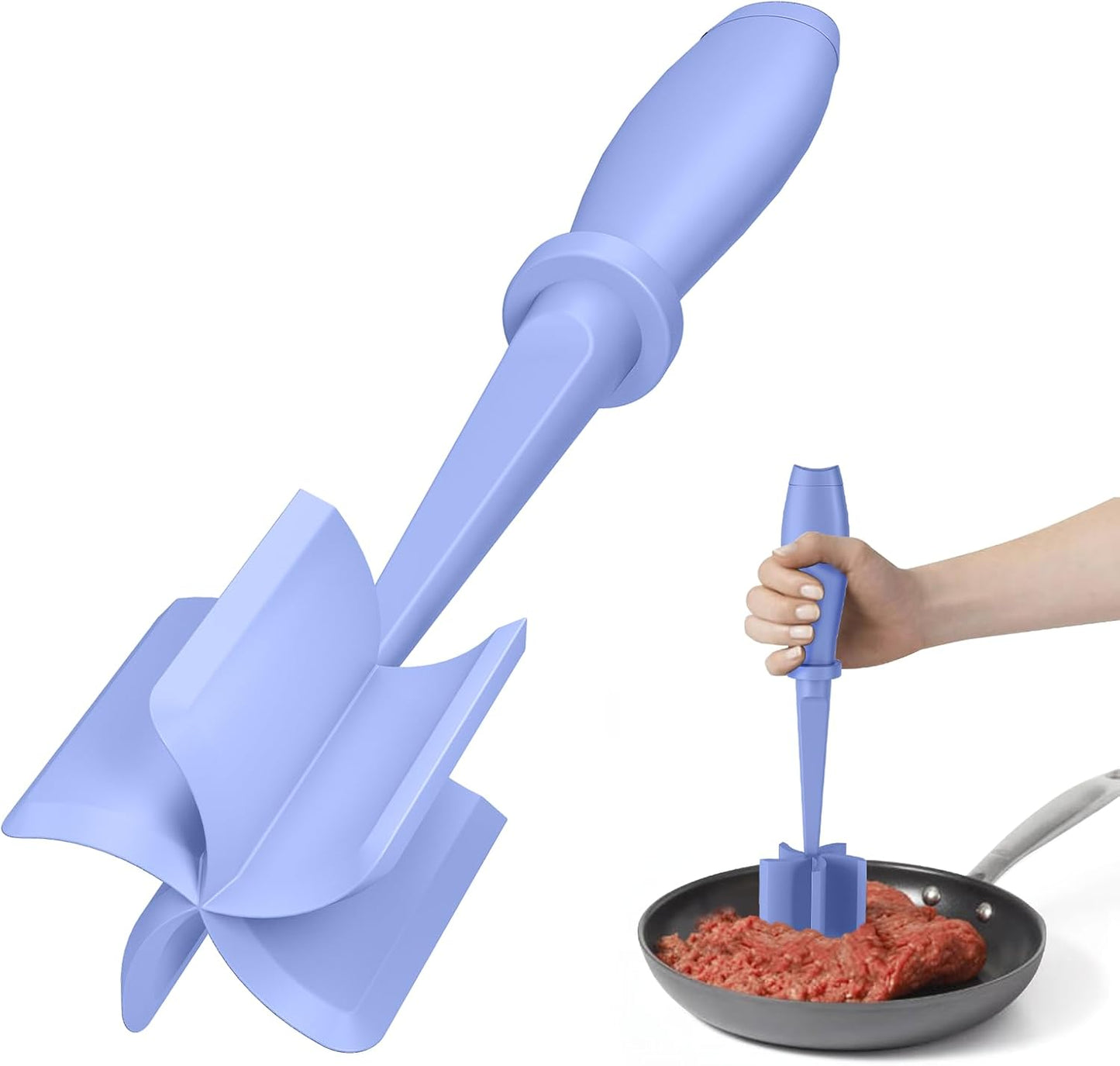 Meat Chopper, Hamburger Grinder, Premium Heat Resistant Smasher for Ground Beef, Burger Grinder Nylon Potato Mix Tool, Meat & Poultry Tenderizers-Black