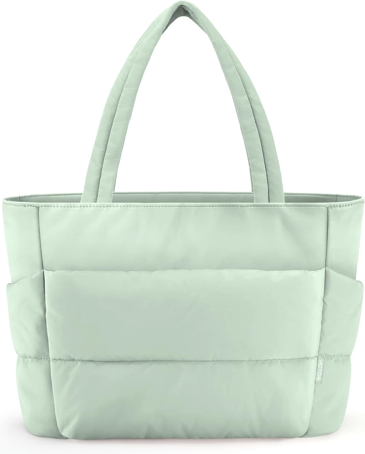 HOTOR Puffer Tote Bag for Women, Nurses - Multi-Pocket Lightweight Bag for Work - Quilted Handbag for Travel and Gym