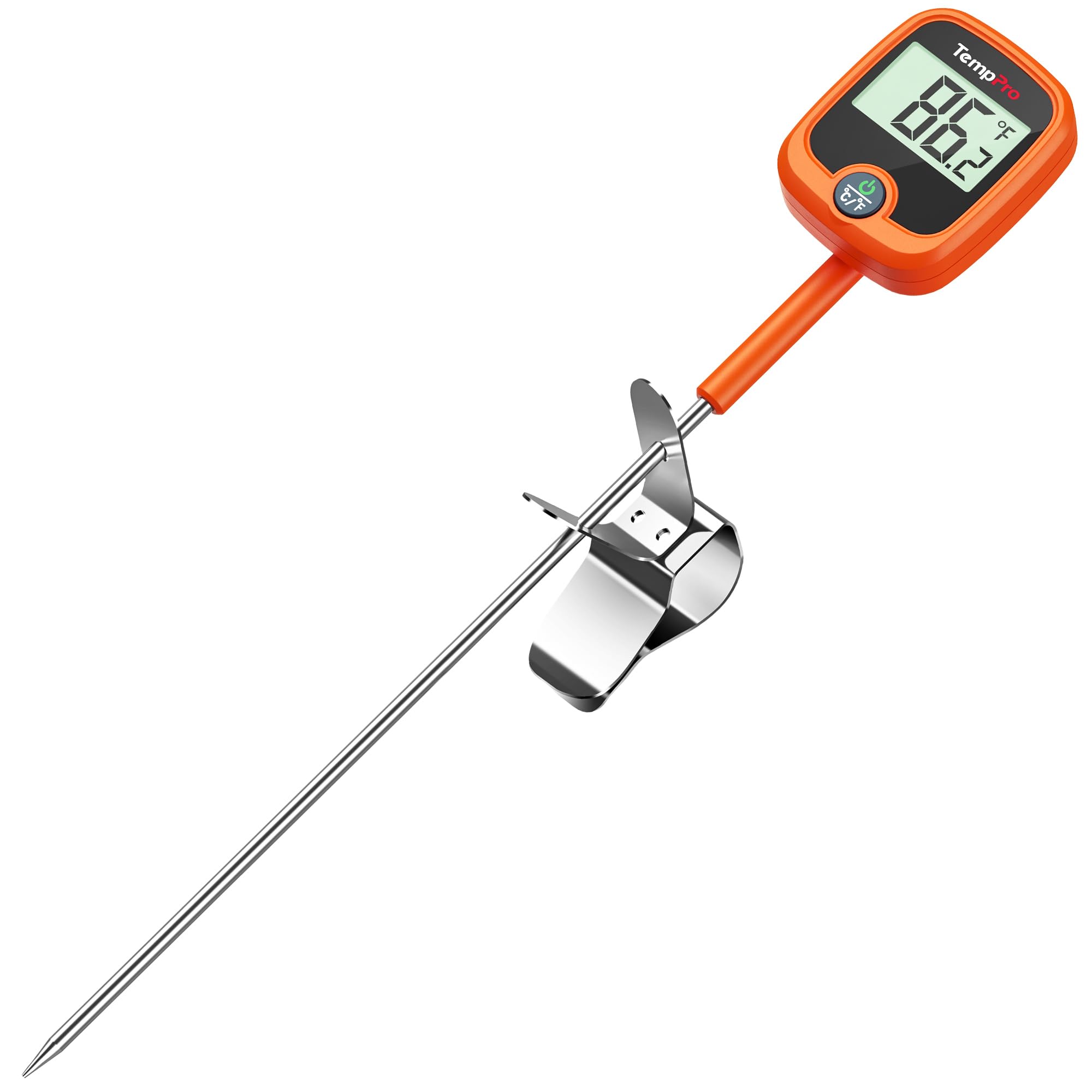 TempPro TP509 Candy Thermometer with Pot Clip, 10" Long Probe Instant Read Meat Food Thermometer with LCD, Cooking Oil Deep Frying Thermometer for Candy Syrup Sugar Brewing (Previously ThermoPro)