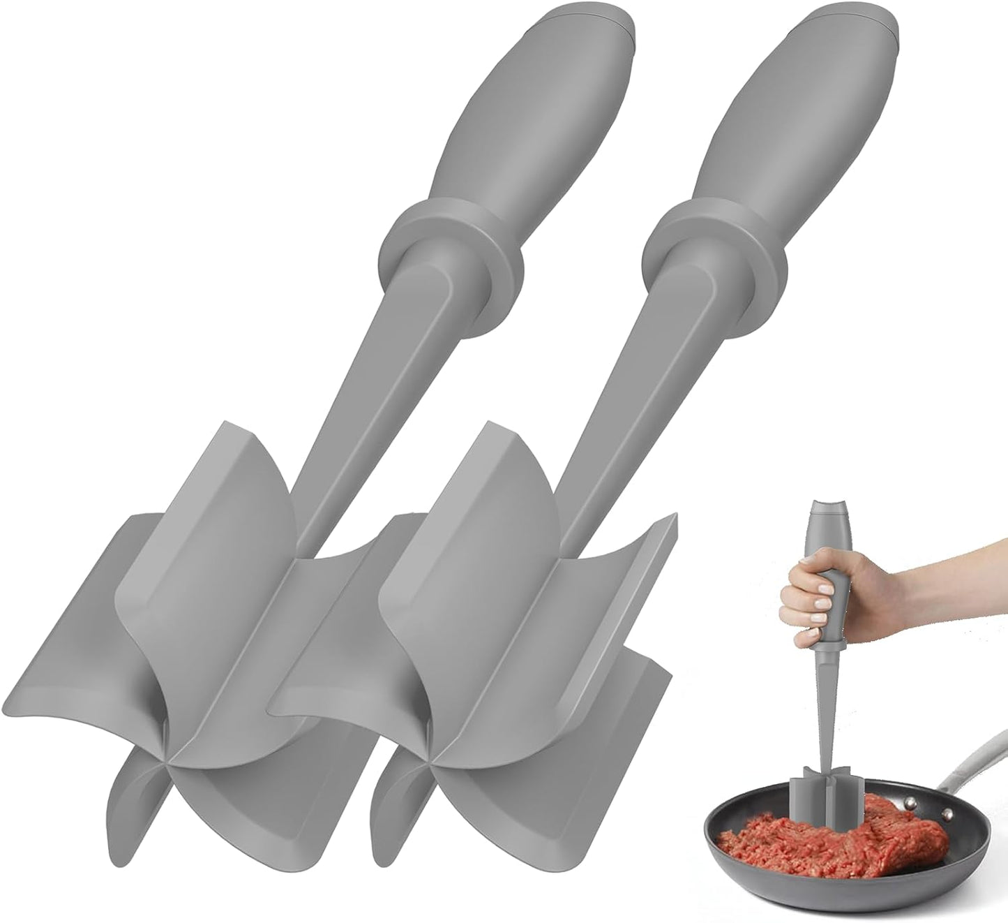 Meat Chopper, Hamburger Grinder, Premium Heat Resistant Smasher for Ground Beef, Burger Grinder Nylon Potato Mix Tool, Meat & Poultry Tenderizers-Black