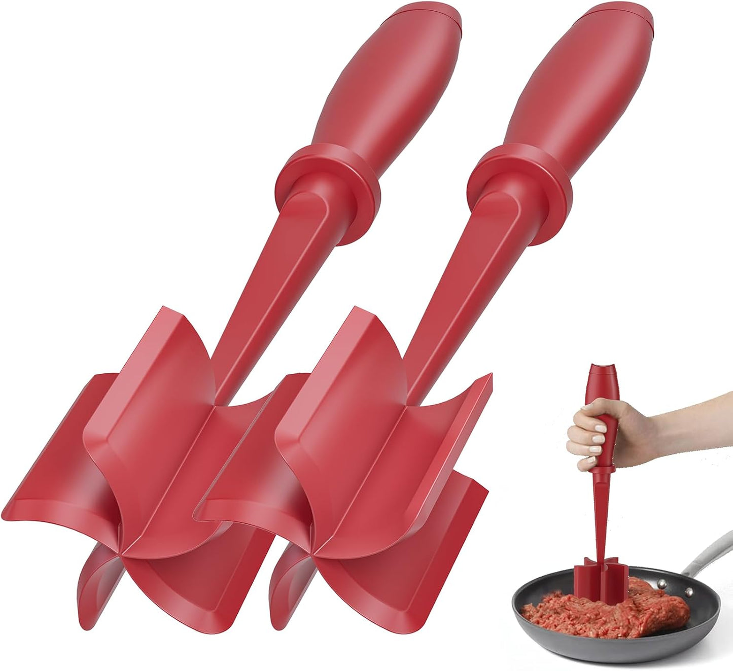 Meat Chopper, Hamburger Grinder, Premium Heat Resistant Smasher for Ground Beef, Burger Grinder Nylon Potato Mix Tool, Meat & Poultry Tenderizers-Black