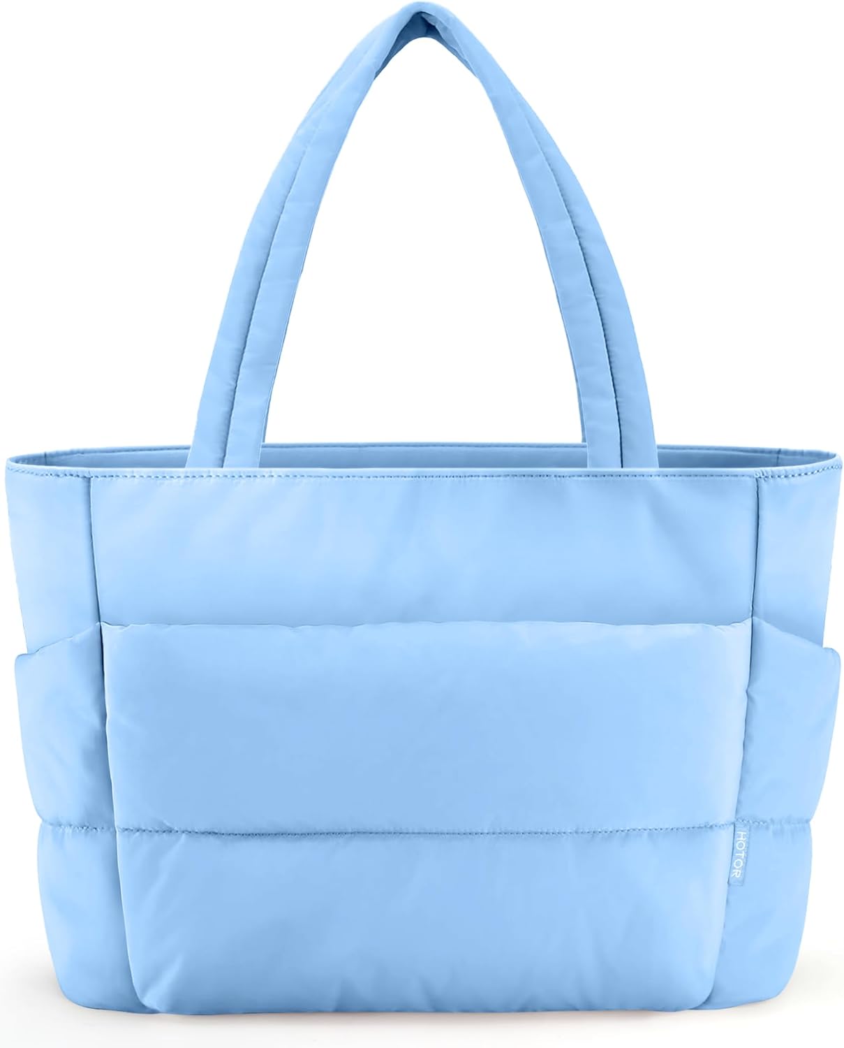 HOTOR Puffer Tote Bag for Women, Nurses - Multi-Pocket Lightweight Bag for Work - Quilted Handbag for Travel and Gym