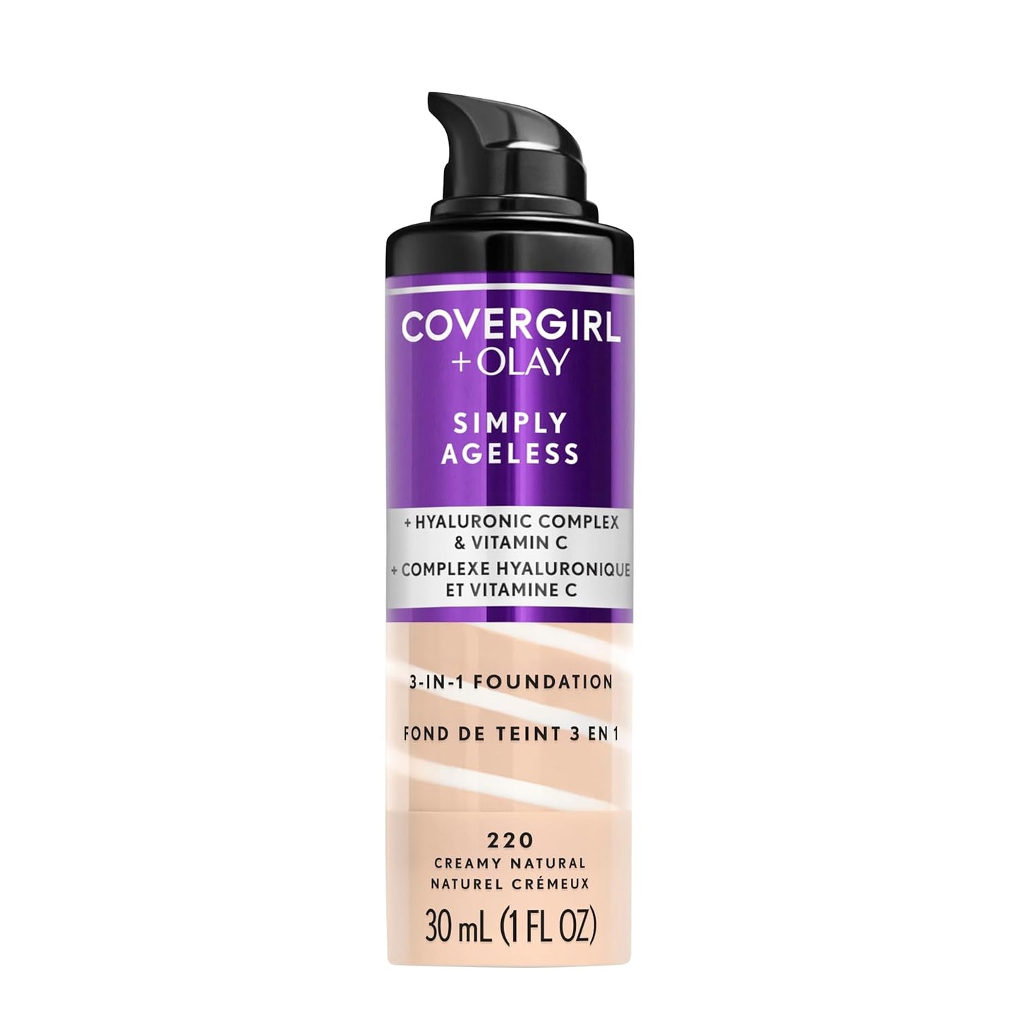CoverGirl & Olay Simply Ageless 3-in-1 Liquid Foundation, Matte, Hyaluronic, Vitamin C