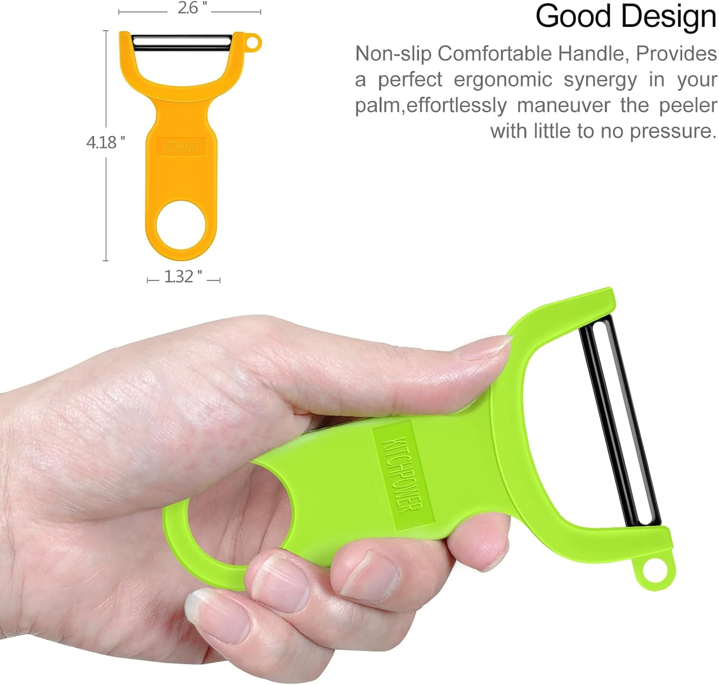 Original Vegetable Fruit Peeler Carbon Steel Blade 3 Pack Red/Green/Yellow…