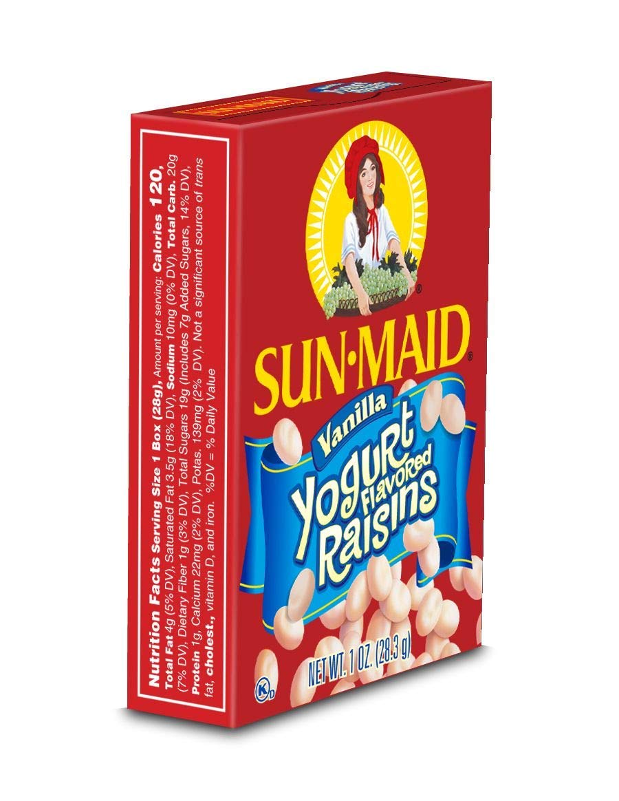 Sun-Maid Vanilla Yogurt Coated Raisins - (6 Pack) 1 oz Snack-Size Box - Yogurt Covered Dried Fruit for Lunches and Back To School Snacks