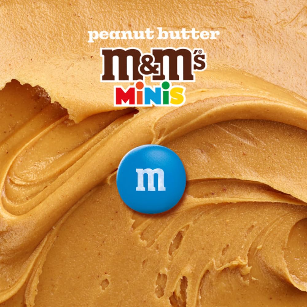 M&M'S MINIS Peanut Butter Milk Chocolate Summer Candy Bulk Summer Snacks, Family Size, 8.6 Oz Resealable Bag