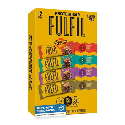 FULFIL Protein Snack Bars, Best Sellers Variety Pack, Gluten Free with 15g Protein, Pantry Staples, 12 Count
