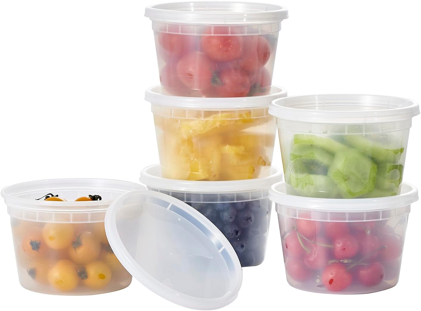 [48Set - 16oz.] Plastic Deli Food Storage Containers With Plastic Lids, Disposable togo containers for soup, Meal Prep, Slime | BPA Free | Stackable | Leakproof | Microwave | Dishwasher | Freezer Safe