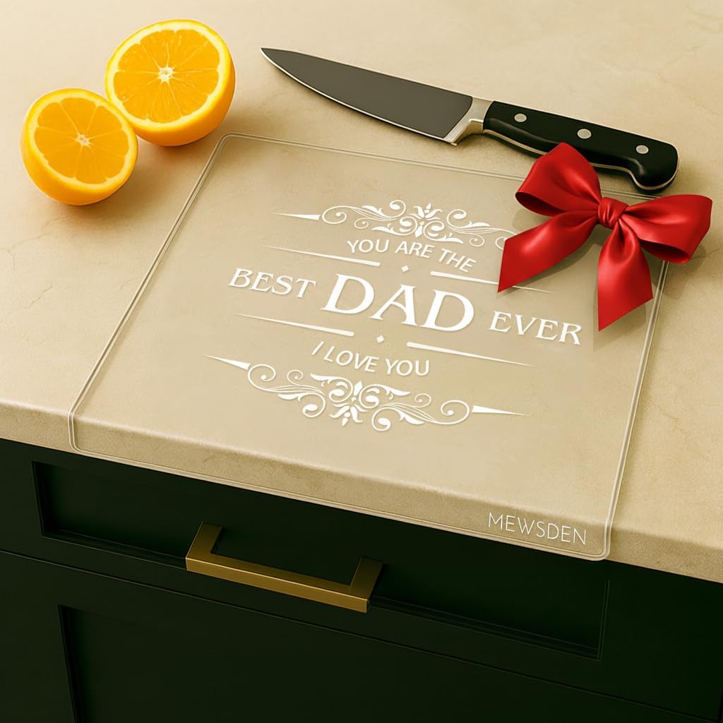 Acrylic Cutting Board with Counter Lip, Clear Cutting Boards for Countertop Protector, Non-Slip Cutting Board for Kitchen Counter, Aesthetic Kitchen Decor Gadgets House Warming Gifts(16.1"x12.5")