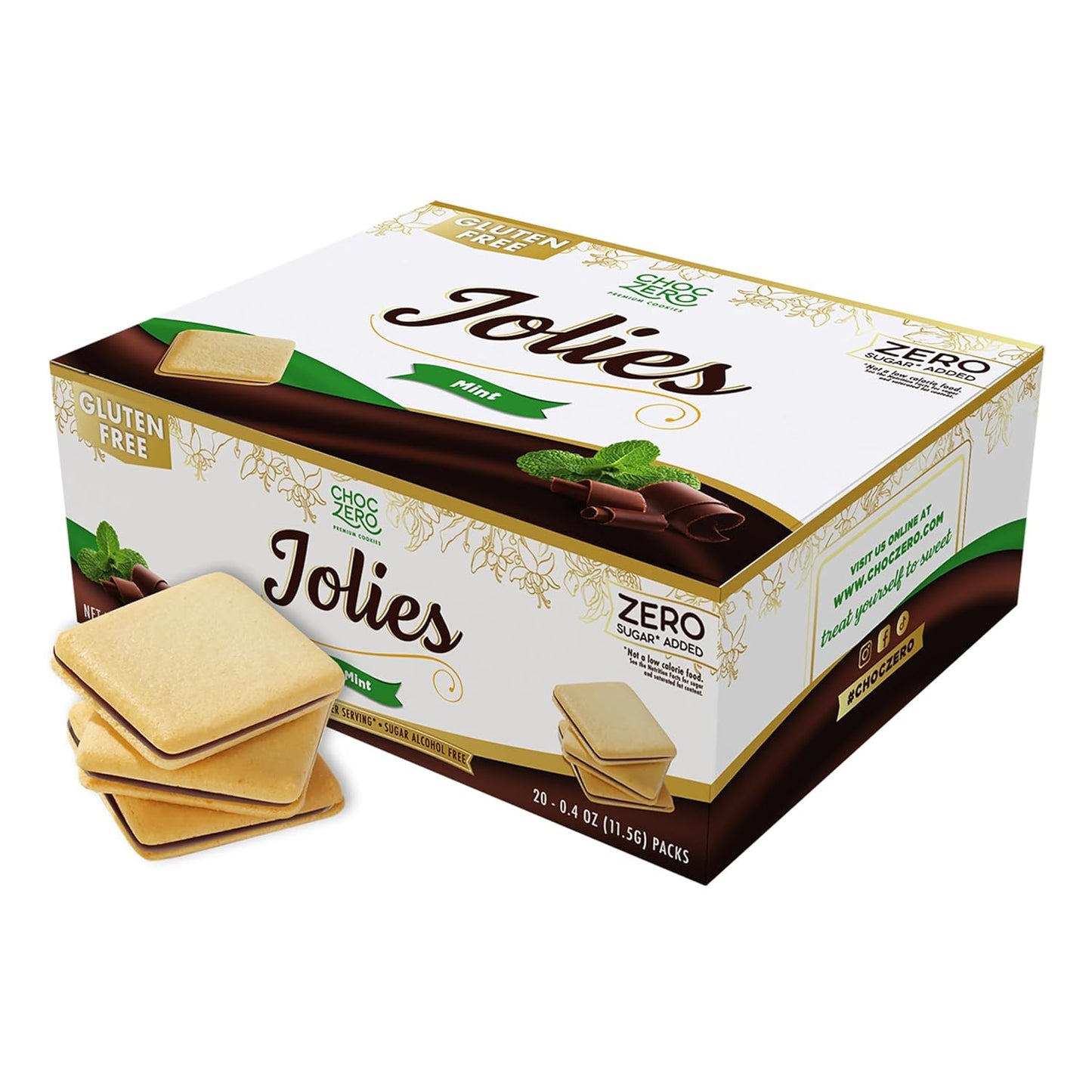 ChocZero Chocolate Cookies, Dark Chocolate Jolies – Gluten Free, Sugar Free, 16 Crispy Chocolate Filled Keto Cookies Per Box, 8 Ounce