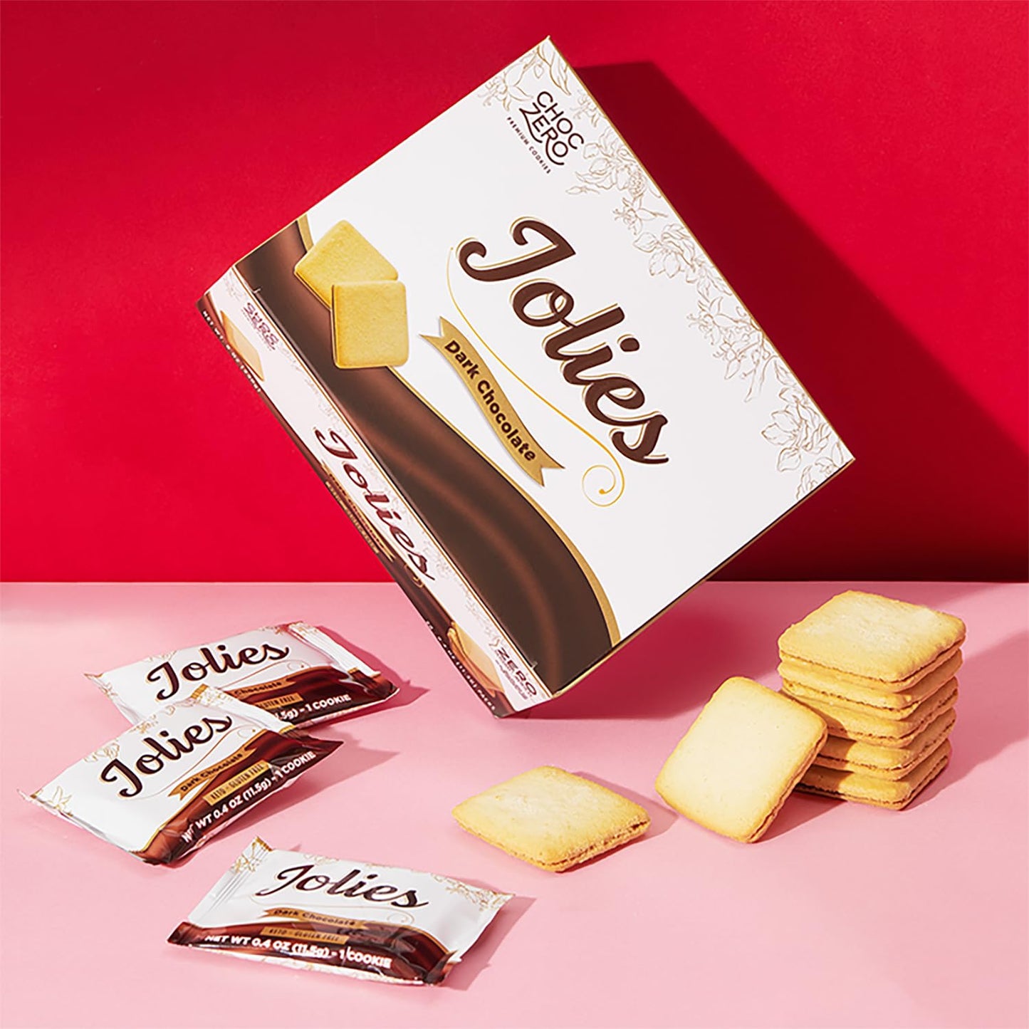 ChocZero Chocolate Cookies, Dark Chocolate Jolies – Gluten Free, Sugar Free, 16 Crispy Chocolate Filled Keto Cookies Per Box, 8 Ounce