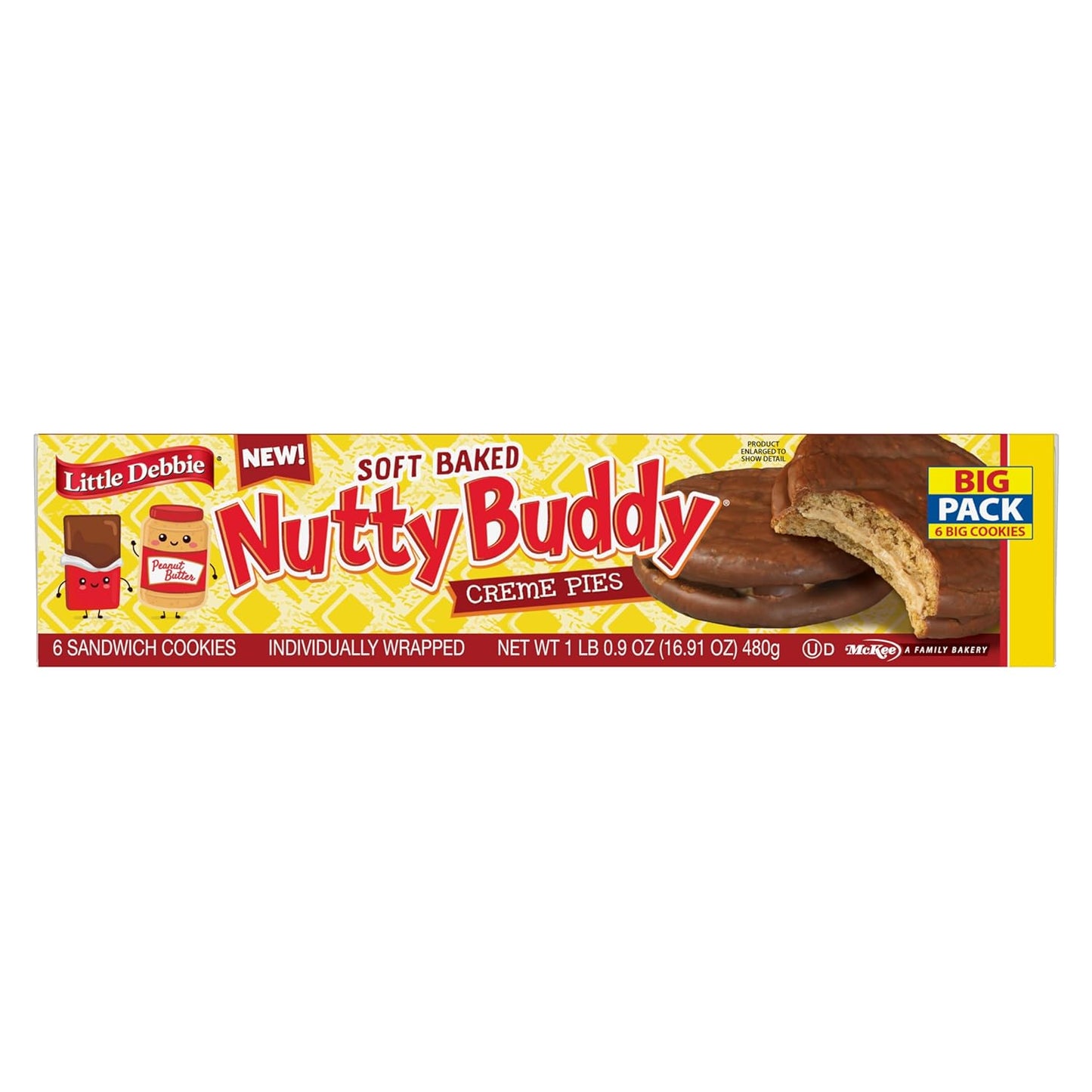 Little Debbie Nutty Buddy Creme Pie Big Pack, 16.9 oz Box