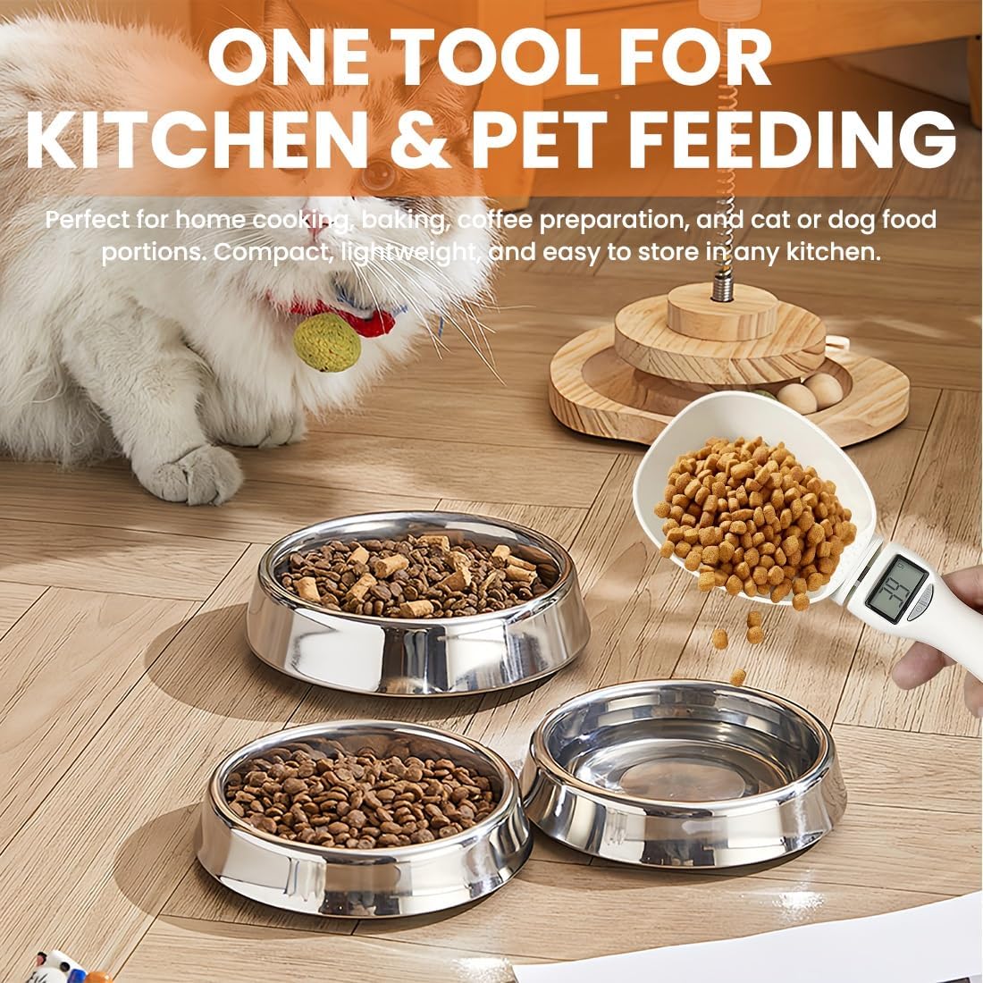 Digital Measuring Spoon Scale, Electronic Food Scoop with Conversion, Kitchen Adjustable Smart Weighing Cup for Home Cat Dog Pet, Cooking Tool Baking Gadgets in Grams with Lcd Screen(#A-1pc)