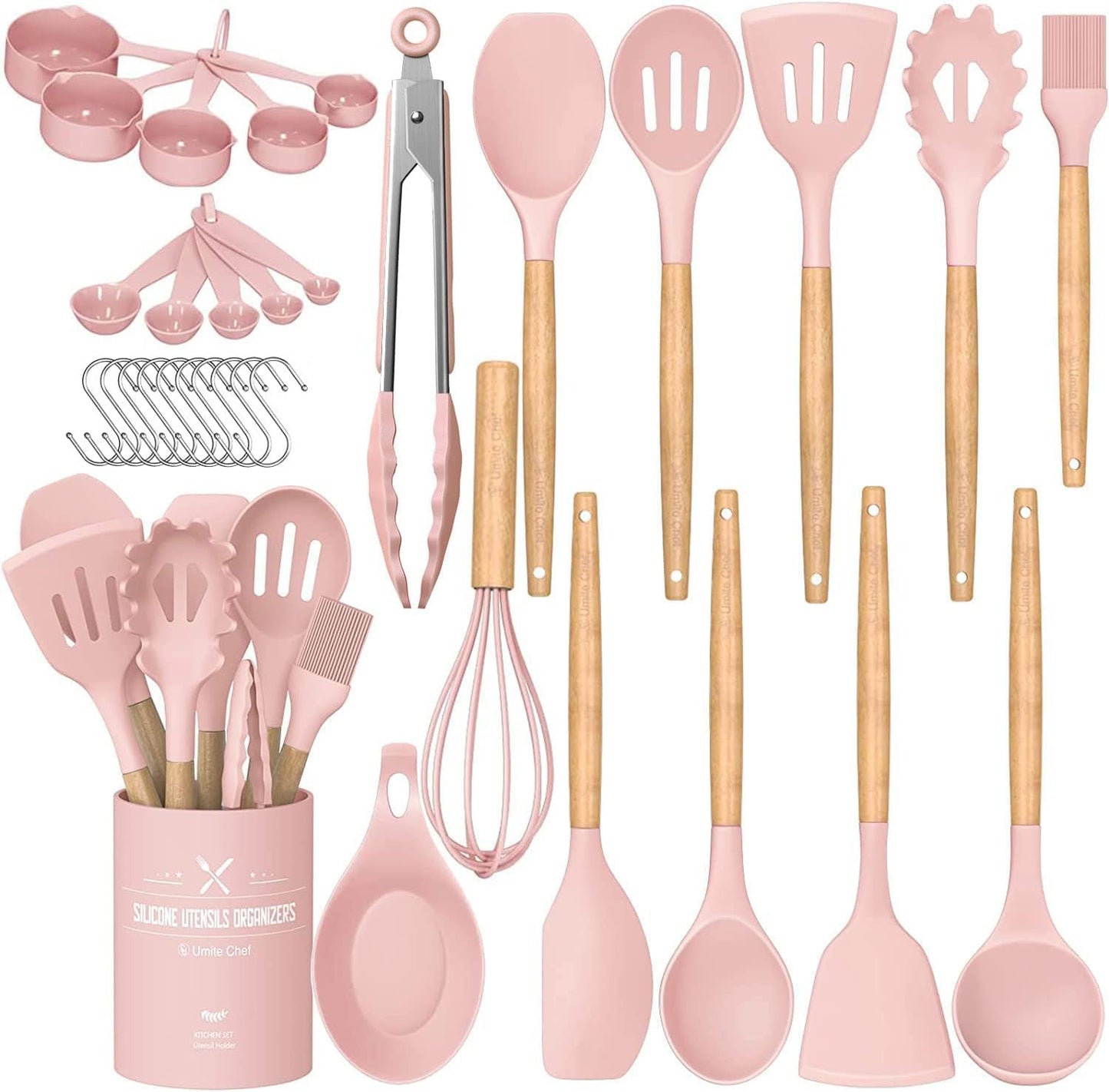 Umite Chef 33‑Piece Silicone Cooking Utensils Set with Holder