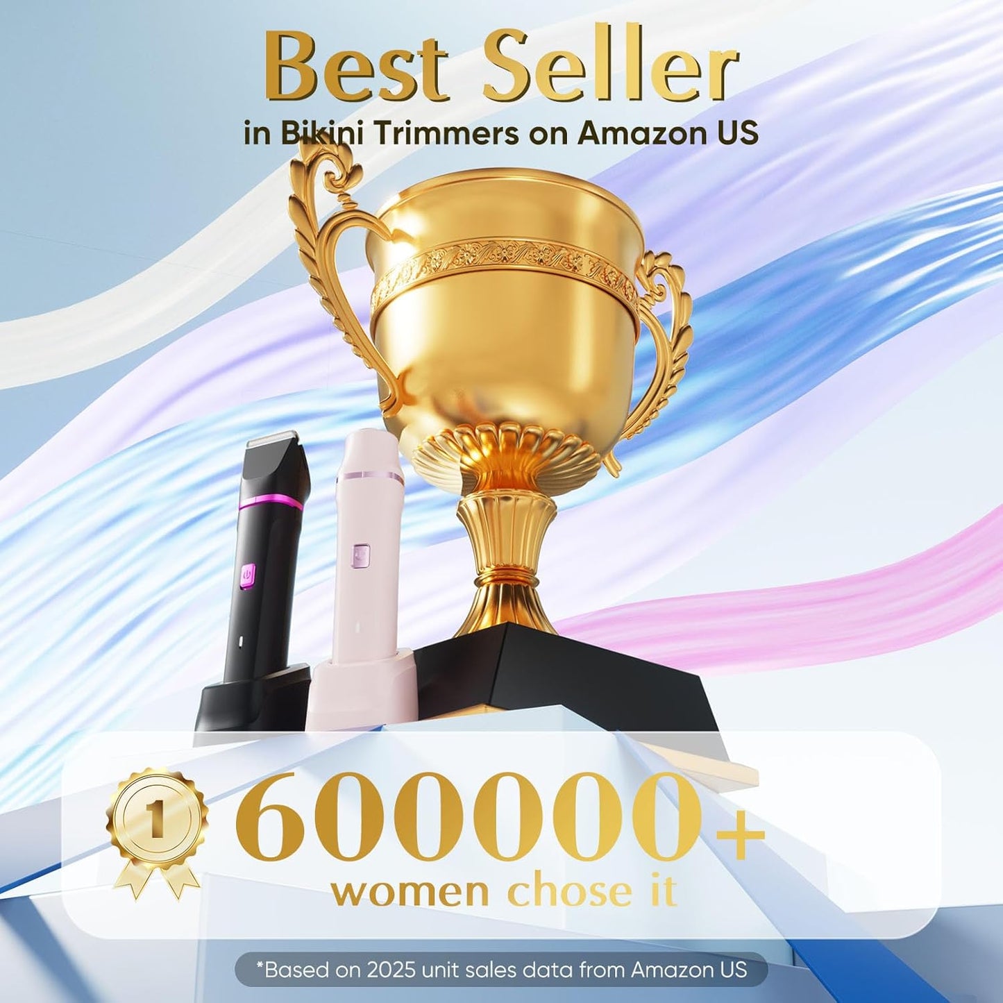 Bikini Trimmer for Women - Painless Electric Razors for Silk Skin,Cordless Body Shaver for Trip,Replaceable Lady Facial Razor, IPX7 Waterproof&Easy Cleaning, Ceramic Blade, USB Charge Dock Pink