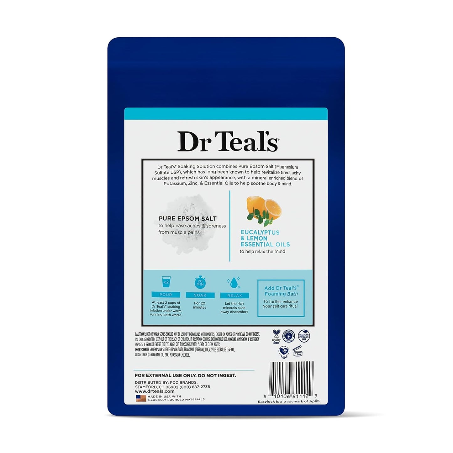 Dr Teal's Pure Epsom Salt, Restorative Minerals with Magnesium, Potassium & Zinc, 3 lbs