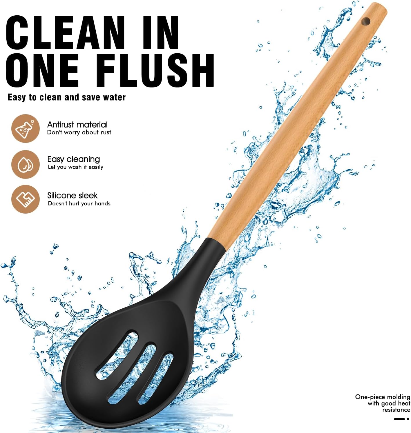 AVGPD Silicone Cooking Utensils Set with Wooden Handles – BPA‑Free