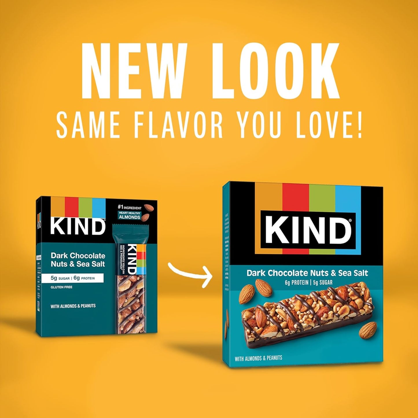 KIND Healthy Snacks Bars, Dark Chocolate Nuts & Sea Salt, Gluten Free, Low Sugar, High Fiber Snacks, 6g Protein, 6 Count