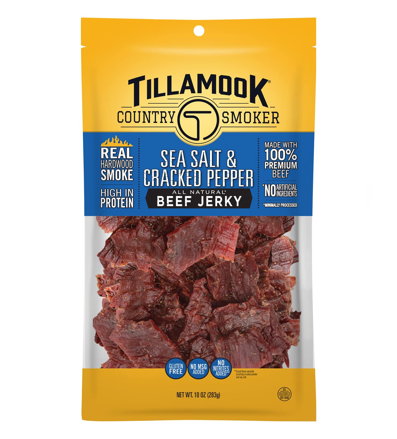 Tillamook Country Smoker Real Hardwood Smoked Beef Jerky, Old Fashioned, 10 Ounce