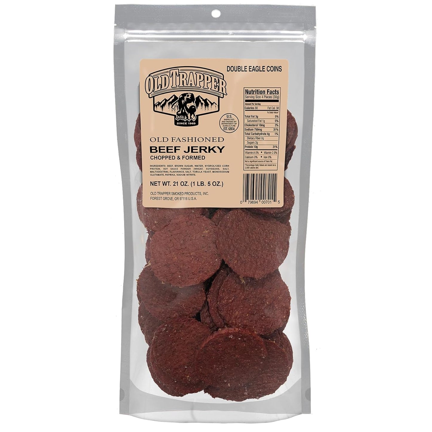 Old Trapper Double Eagle Beef Jerky, 21 Ounce Package, Old-Fashioned Flavor, Delicious Snacks