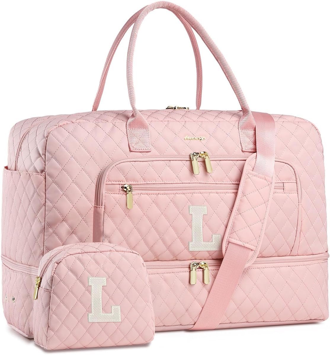 LUOCIP Large Women Travel Duffle Bag, Carry on Bag with Wet Toiletry Pocket for Overnight, Weekend, Yoga, Gym, Business Trips, Sport and Hospital, Black