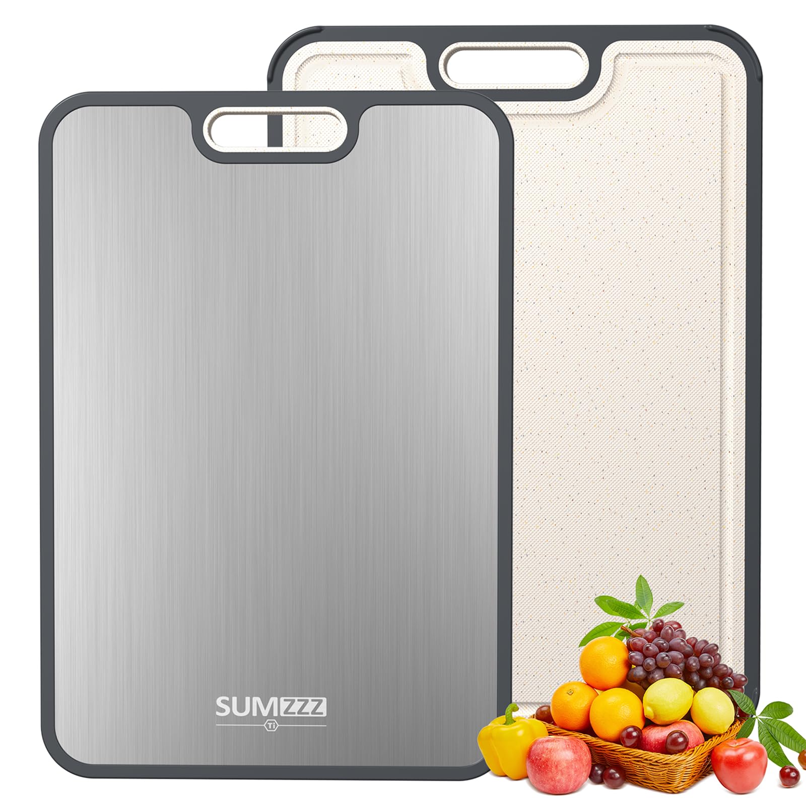 Titanium Cutting Board for Kitchen, Cutting Board Double Sided Food Grade, Pure Titanium/PP, Easy to Clean Large Size 16”×11”