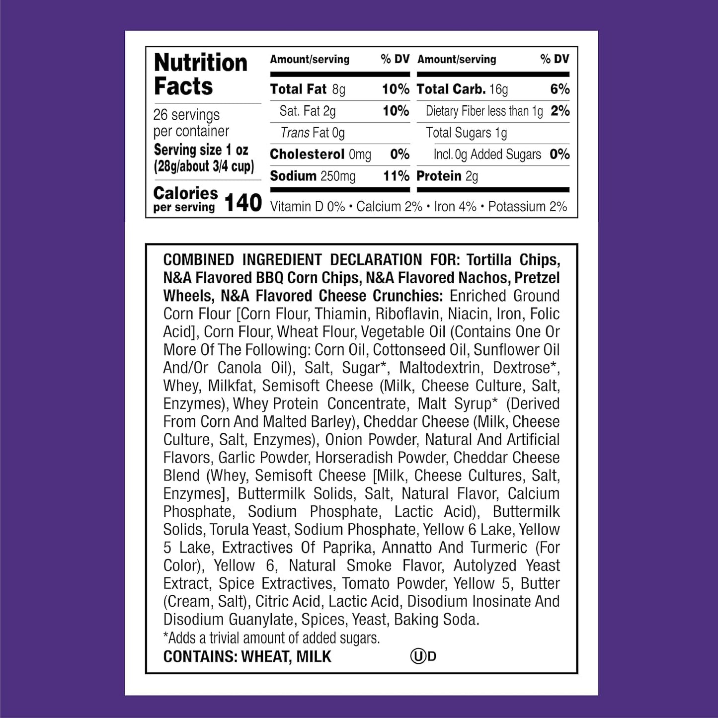 Utz Party Mix - Tasty Snack Mix Includes Corn Tortillas, Nacho Tortillas, Pretzels, BBQ Corn Chips and Cheese Curls, Cholesterol Free and Trans-Fat Free, 1.62 Pound (Pack of 1)