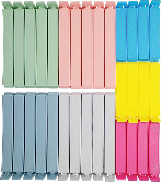 32 PCS Plastic Chip Clips for Food Packages, Curved Design Sealing Bag Clips for Food, Kitchen and Home, 2 Sizes(4.3inch x 20, 3.1inch x 12)
