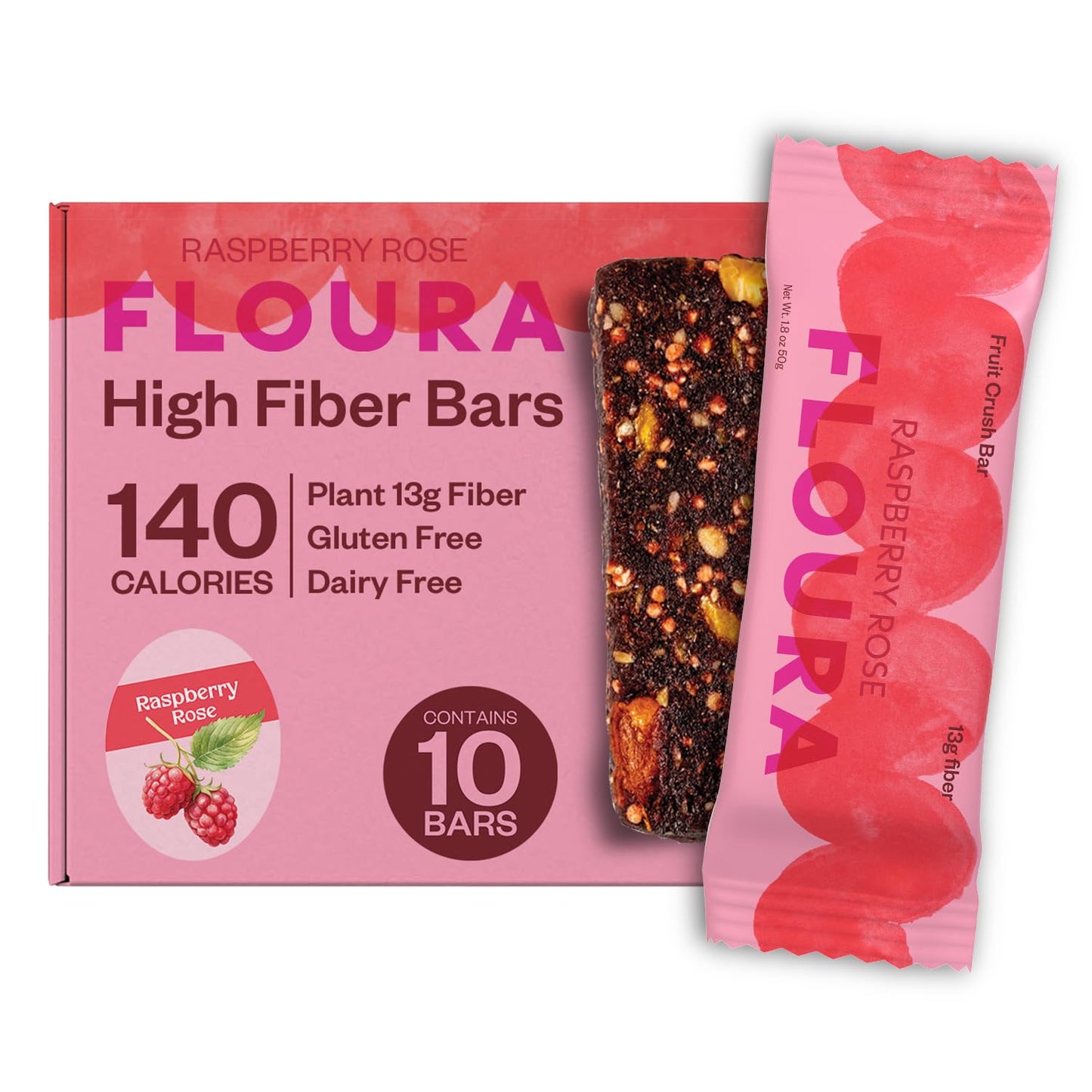 Floura Variety Pack Fruit-Forward Fiber Bars– High Fiber, Vegan, Gluten & Dairy Free, Low Calorie Healthy Snack Bars with Upcycled Produce for Gut Health [12 Pack- 2 of Each Flavor]