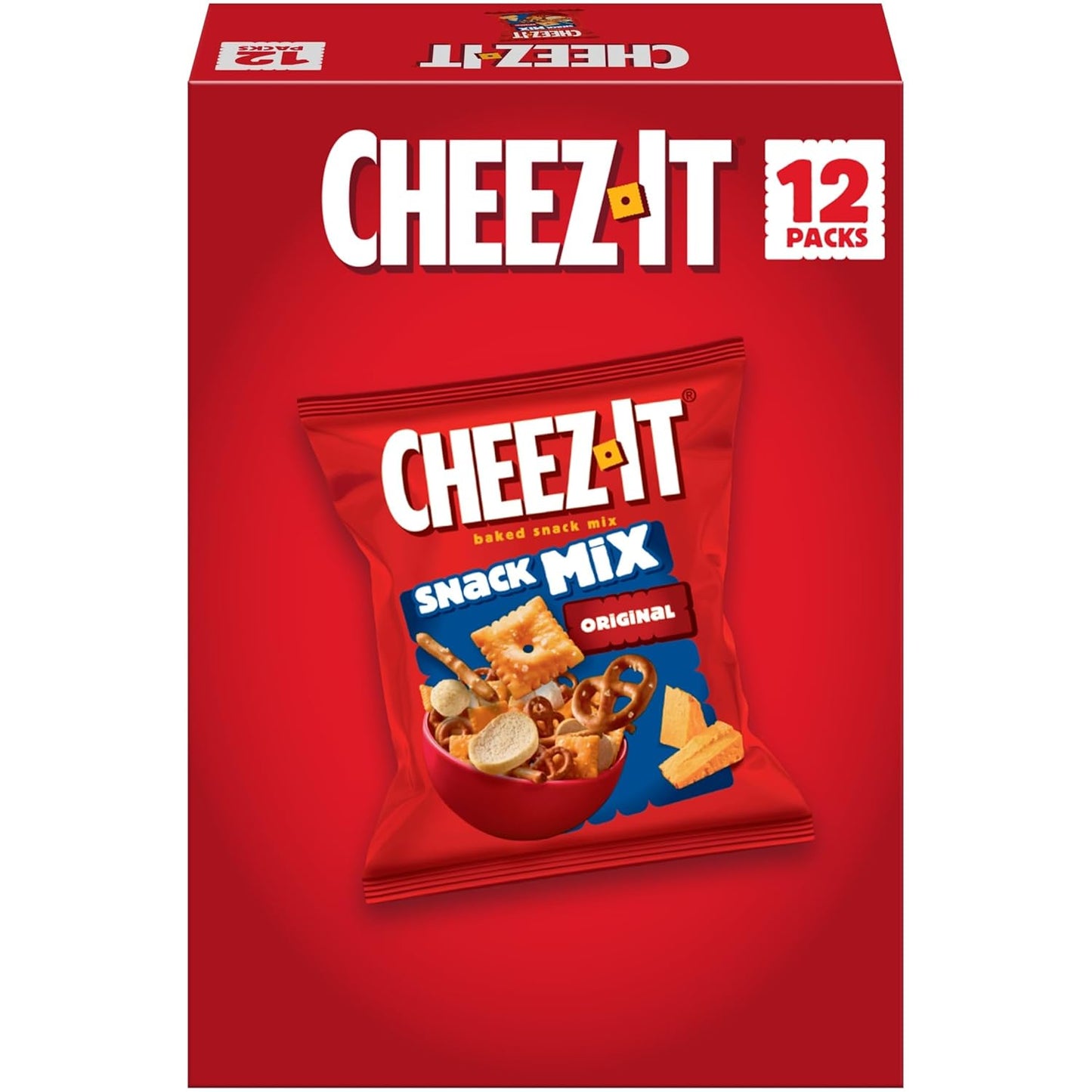 Cheez-It Snack Mix, Office and Kids Snacks, Classic, 9oz Box (12 Packs)