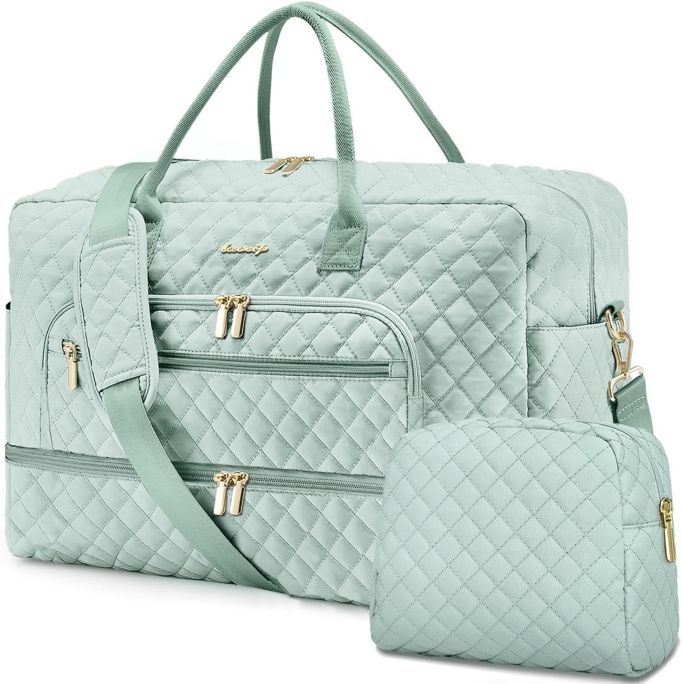 LUOCIP Large Women Travel Duffle Bag, Carry on Bag with Wet Toiletry Pocket for Overnight, Weekend, Yoga, Gym, Business Trips, Sport and Hospital, Black