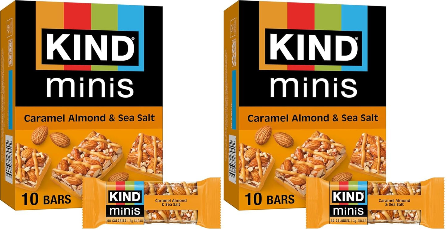 KIND Mini Snack Bars, Dark Chocolate Nuts & Sea Salt, Gluten Free, Low Sugar, Low Calorie Snacks, 10 Count
