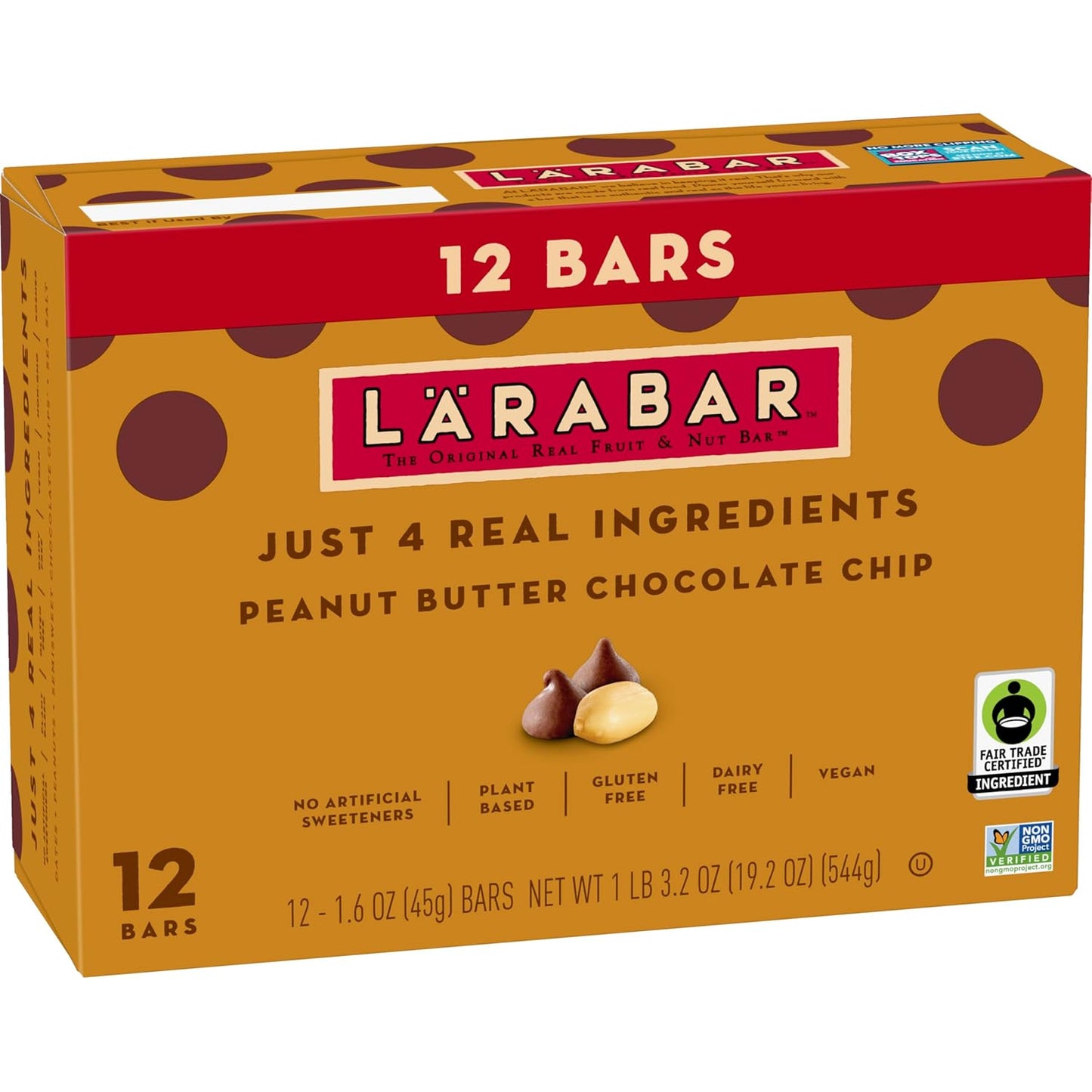 Larabar Peanut Butter Chocolate Chip, Fruit and Nut Bars, Gluten Free and Vegan, 18 Ct, 28.8 oz