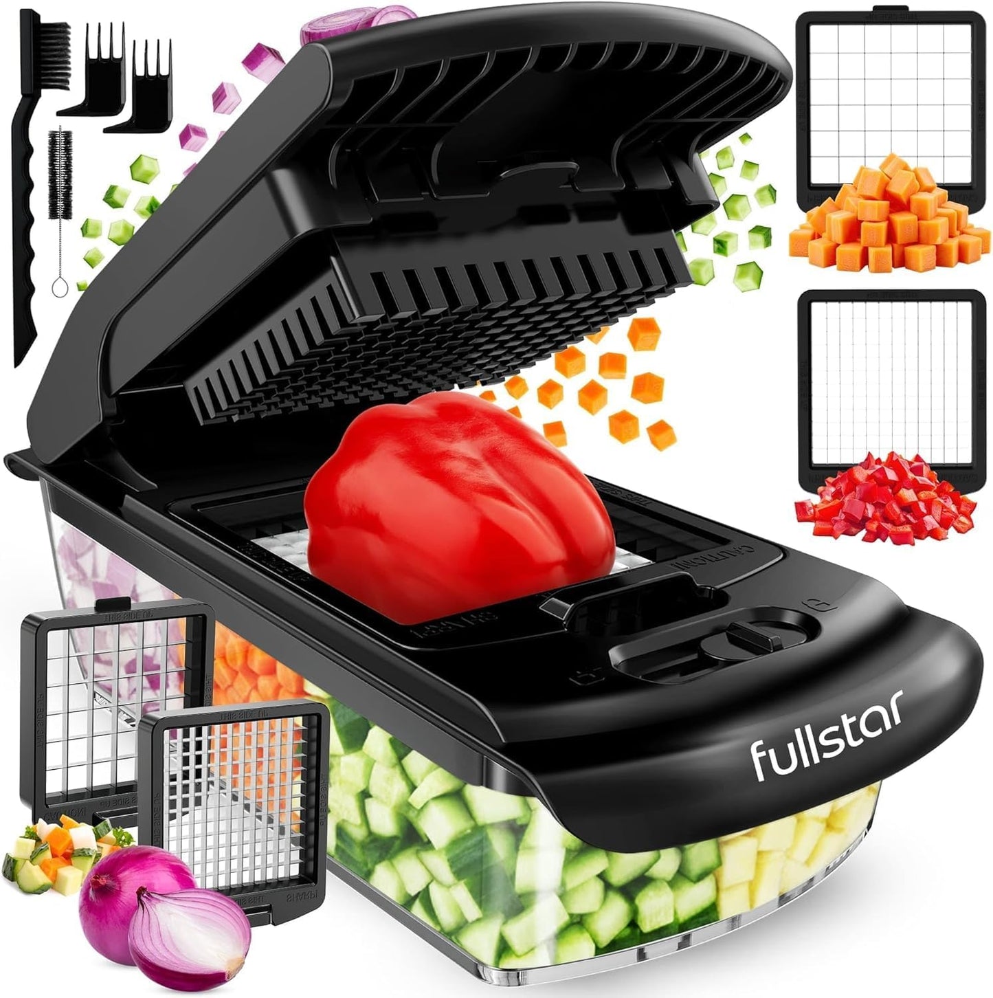 Fullstar The Original Pro Chopper - Vegetable Chopper and Spiralizer, Food Chopper with Container, Fruit Slicer, Kitchen Gadgets & Gifts, Home Essentials (4 in 1, White)