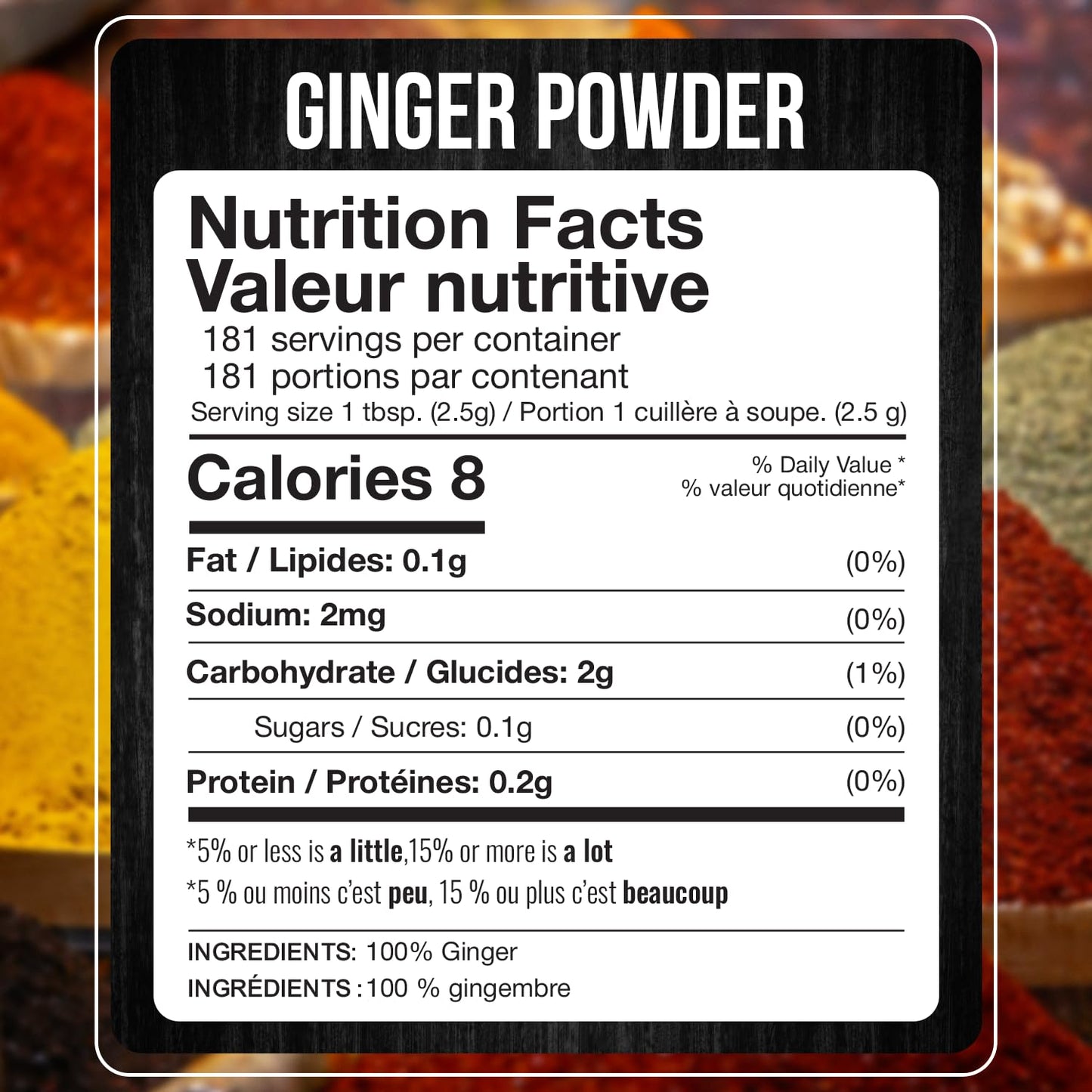 Fresh Finest Ginger Powder - 15.97oz (453G) - Pure Ground Ginger Root for Culinary & Health Benefits, Packed in a Premium Container