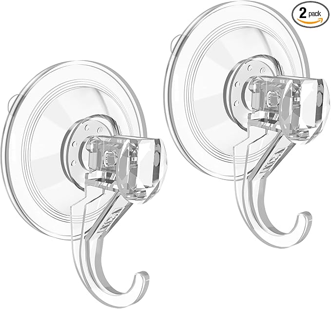 VIS'V Wreath Hanger, Large Suction Cup Wreath Hooks, Heavy Duty, 22 LB Capacity, Removable and Reusable, Clear, 2 Pcs