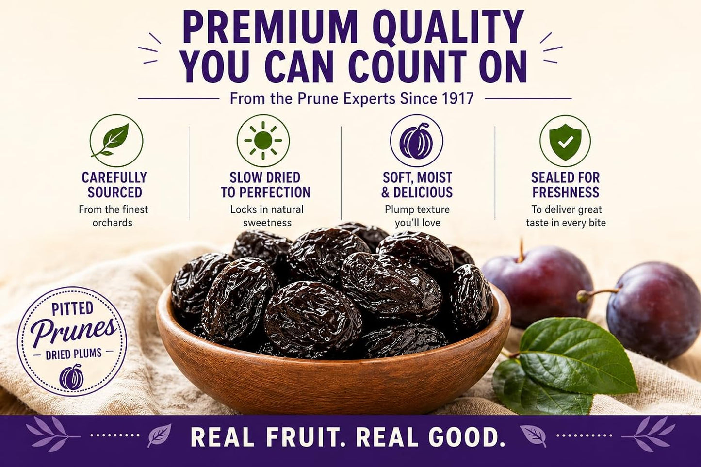 Sunsweet Prunes, Pitted Prunes Bundle, ONE 16 oz Canister of Dried Plums Plus "General Zhing's Recipes For Prune Lovers" - GREAT VALUE