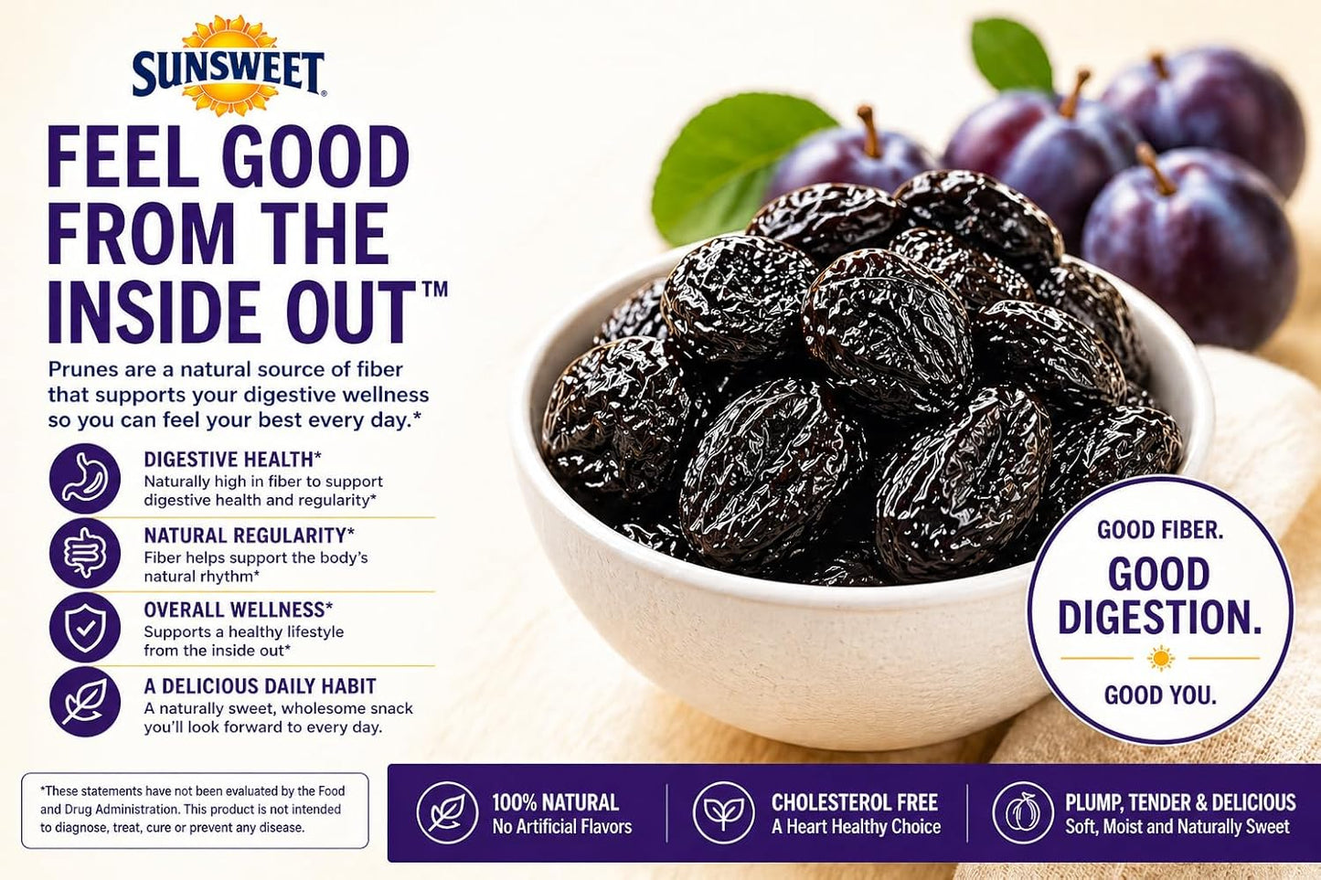 Sunsweet Prunes, Pitted Prunes Bundle, ONE 16 oz Canister of Dried Plums Plus "General Zhing's Recipes For Prune Lovers" - GREAT VALUE