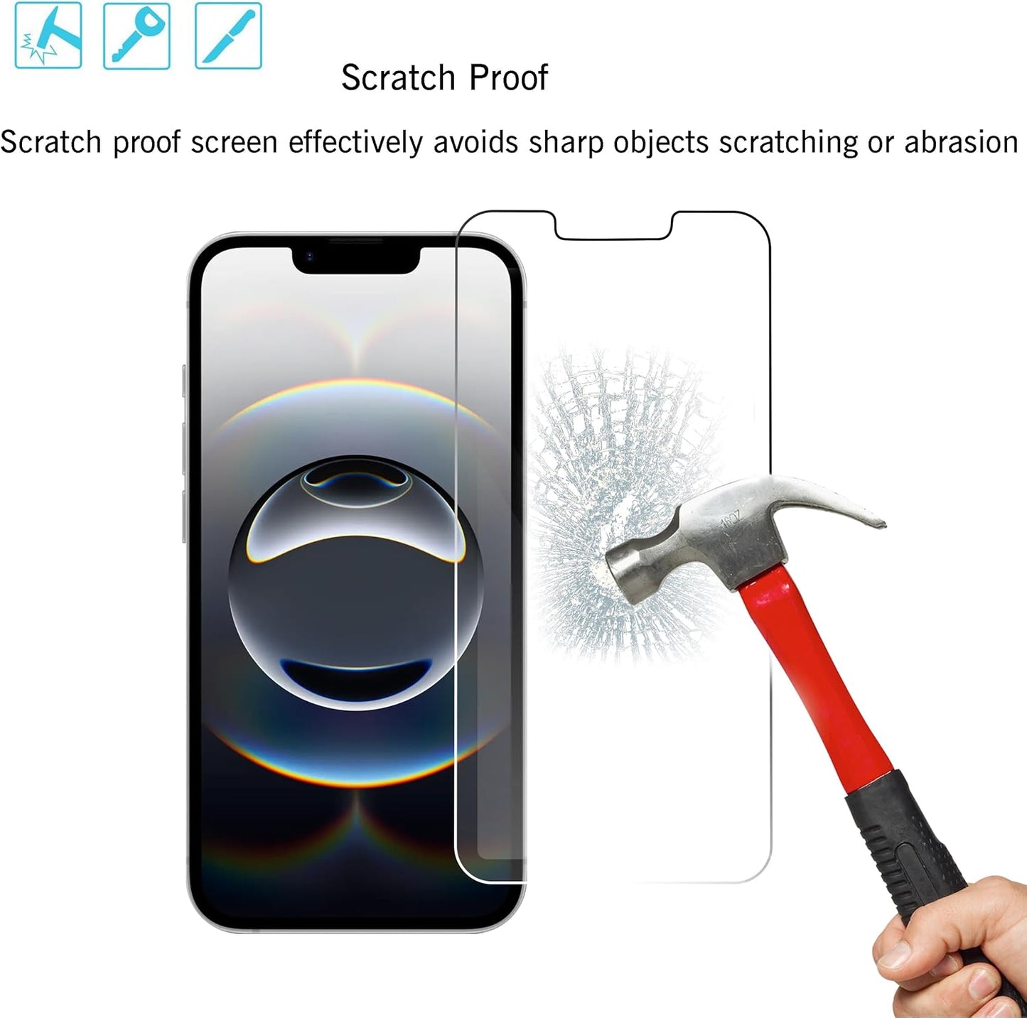 Ailun Screen Protector for iPhone 16e / iPhone 14 / iPhone 13 / iPhone 13 Pro [6.1 Inch] Display 3 Pack Tempered Glass, Case Friendly [Not for iPhone 16 6.1 Inch]