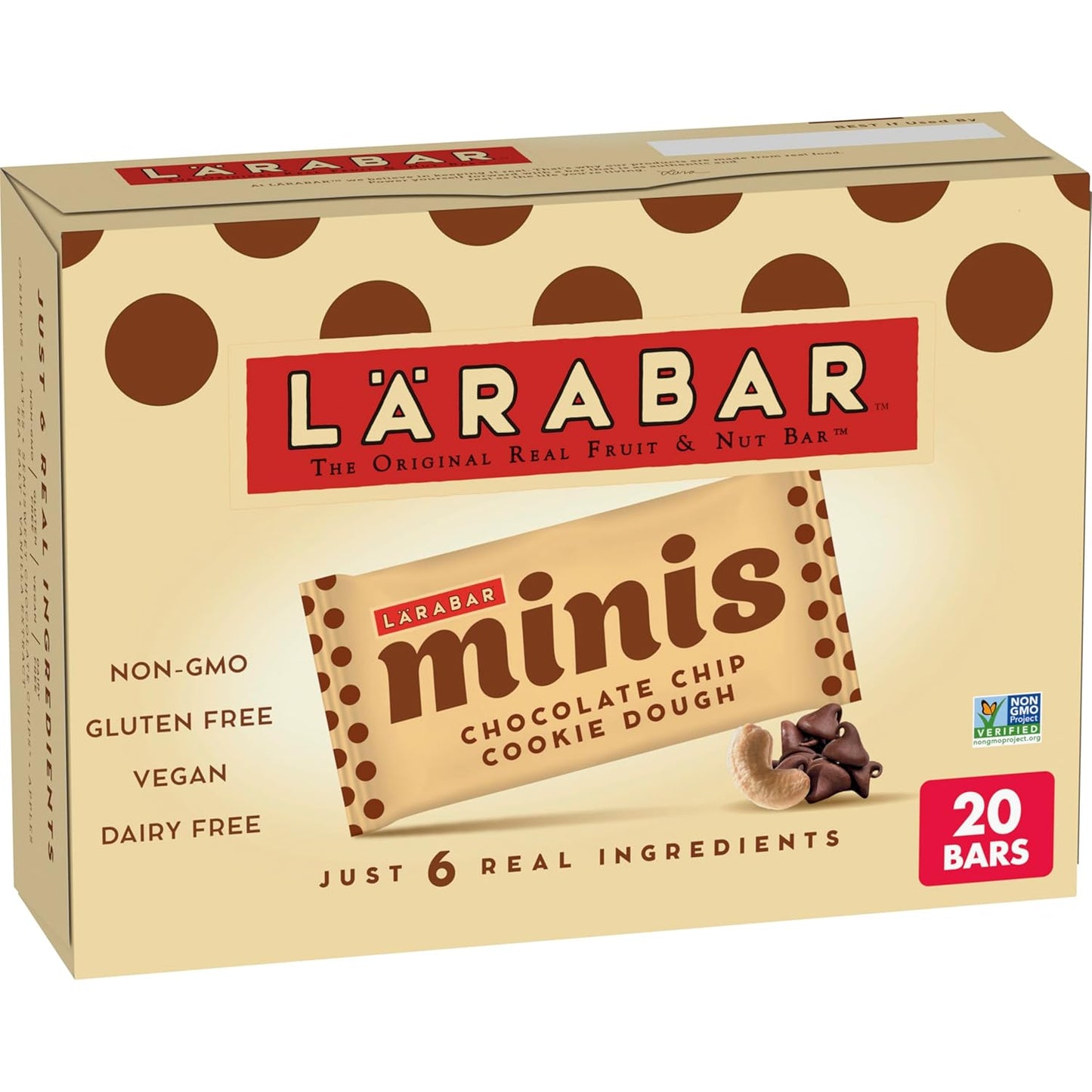 Larabar Minis Chocolate Chip Cookie Dough, Gluten Free Vegan Fruit and Nut Bars, 15.6 oz, 20 Ct