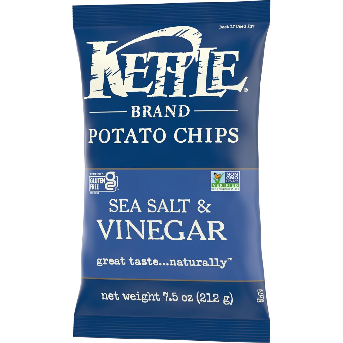 Kettle Brand Sea Salt and Vinegar Kettle Potato Chips, Gluten-Free, Non-GMO, 7.5 oz Bag