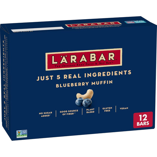 Larabar Blueberry Muffin Fruit and Nut Bars, Gluten Free and Vegan, 9.6 oz, 6 Ct