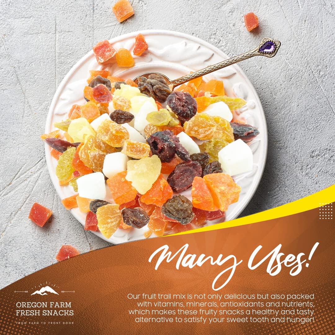 Oregon Farm Fresh Snacks Dried Fruit Mix – Snack Mix With Dried Cranberries, Coconut, Mango & Raisins - Healthy Adult & Kids Snacks - USA Made (24oz)