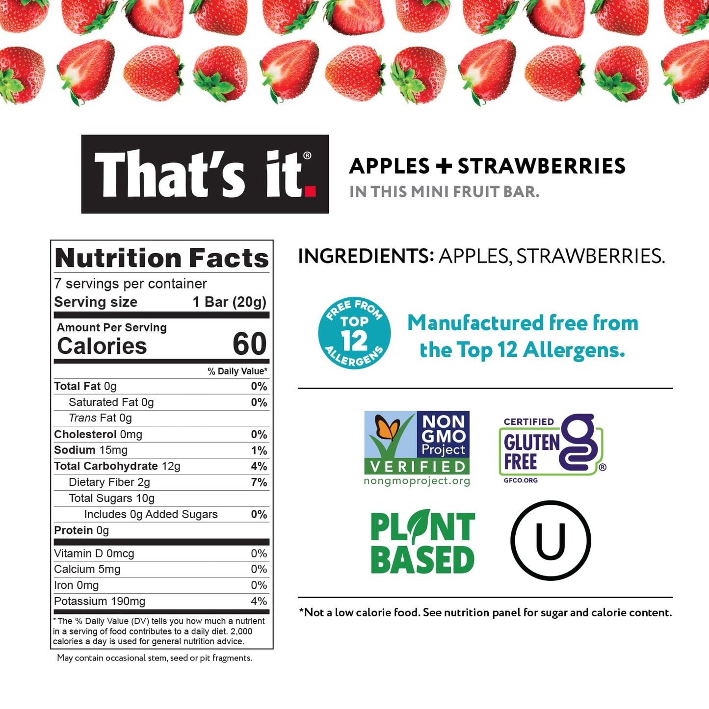 That's it. Mini Fruit Bars (Variety 35 Pack) No Sugar Plant-Based, Vegan & Gluten Free, Breakfast Bar, Paleo, for Children, Non GMO, Fiber (7 Blueberry, 7 Cherry, 7 Fig, 7 Mango, 7 Strawberry)