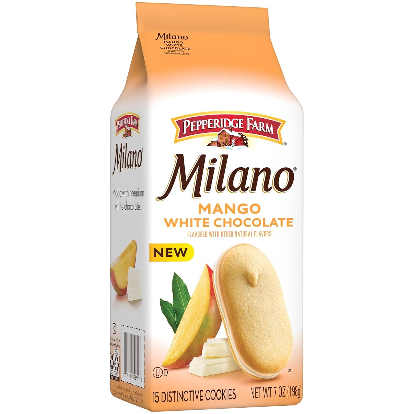 Pepperidge Farm Milano White Chocolate Mango Flavored Cookies, 7 Oz Bag
